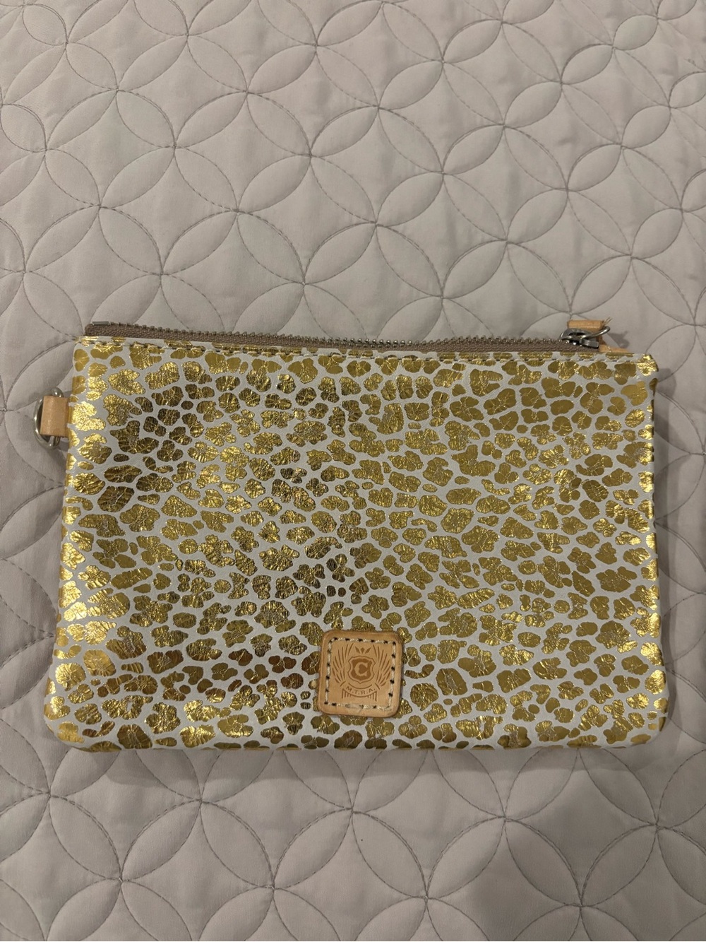 Consuela Gold Leopard Print Clutch